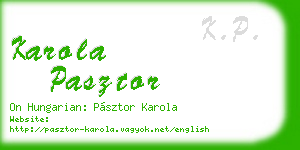 karola pasztor business card